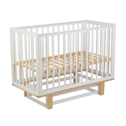 Детская кроватка Polini kids 340C с маятником натурал, Белый