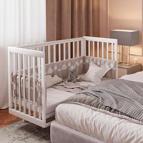 Детская кроватка Polini kids 340C с маятником натурал, Белый, фото № 4