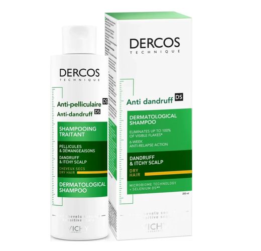 Шампунь Vichy Dercos Dry Hair против перхоти усиленного действия, 200 мл, купить недорого