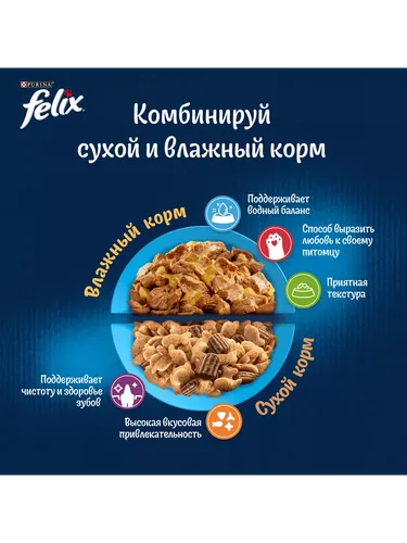 Сухой корм для кошек Purina Felix Двойная Вкуснятина с мясом, 200 гр, фото