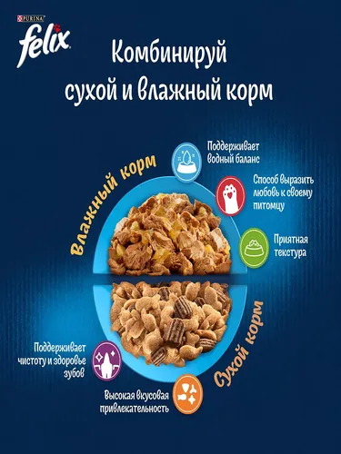 Сухой корм для котят Purina Felix Двойная Вкуснятина с курочкой, 600 гр, фото