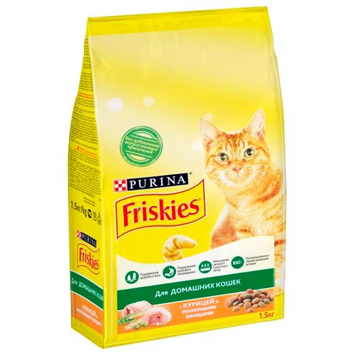 Сухой корм для кошек Purina Friskies с курицей и садовой зеленью, 1.5 кг, купить недорого