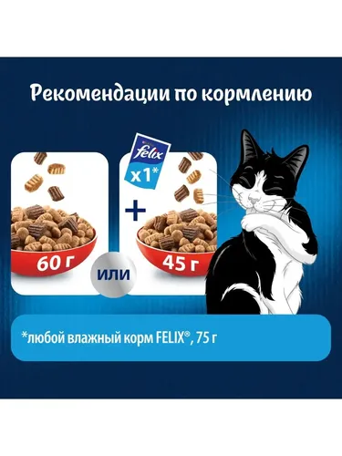 Сухой корм для взрослых кошек Purina Felix Двойная вкуснятина с мясом, 200 гр, sotib olish