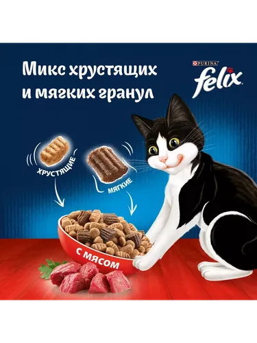 Сухой корм для кошек Purina Felix Двойная Вкуснятина с мясом, 200 гр, фото № 4