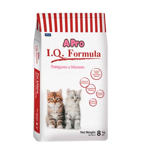 Сухой корм для котят APro I.Q. Formula с говядиной и молоком, 8 кг