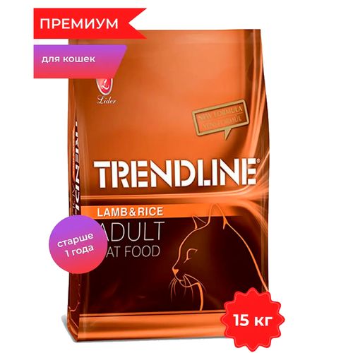 Quruq ovqat Trendline barcha zotli Mushuklar uchun qo'zichoq va guruch bilan, 15 kg