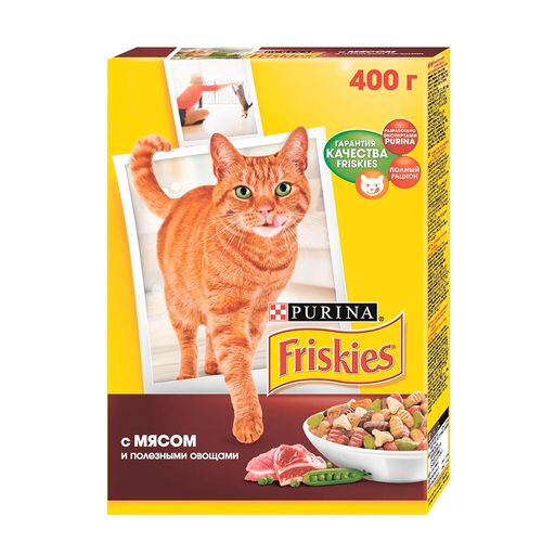 Сухой корм для взрослых кошек Purina Friskies мясо с овощами, 400 гр, купить недорого