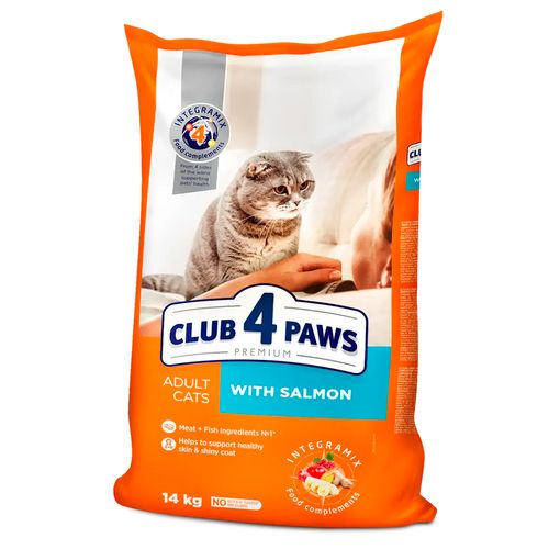 Сухой корм для кошек Club 4 Paws Premium с лососем, 14 кг