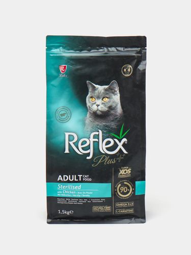 Quruq yem Reflex Plus Sterilised Adult Cat Food tovuq bilan, 15 kg