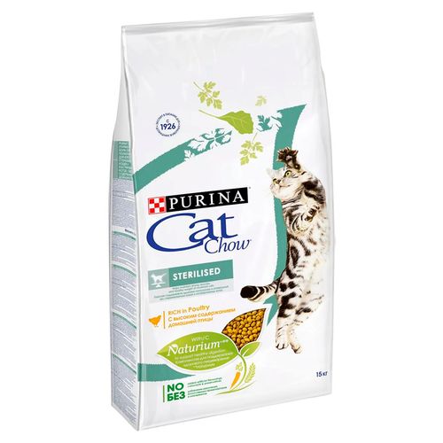 Сухой корм для стерилизованных кошек Purina Cat Chow с домашней птицей, 15 кг