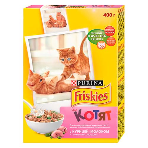 Сухой корм для котят Purina Friskies с курицей, молоком и овощами, 5 шт, 400 гр