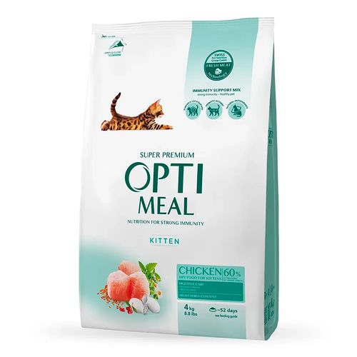 Сухой корм для котят Opti Meal for kittens с высоким содержанием курицы, 4 кг