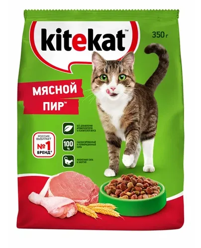 Сухой корм для кошек Kitekat Мясной пир, 350 гр