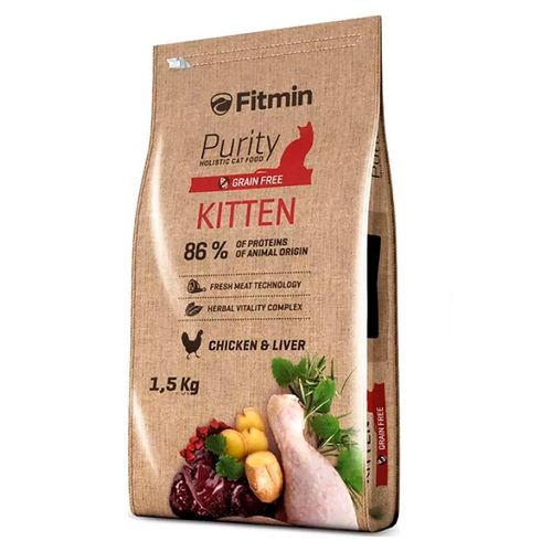 Cухой корм для котят Fitmin cat Purity Kitten c курицей, 1.5 кг, купить недорого