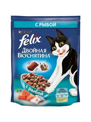 Сухой корм для кошек Felix Двойная вкуснятина с рыбой, 750 гр