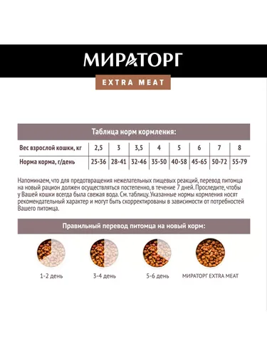 Сухой корм для кошек Мираторг Extra Meat с говядиной, 190 гр, в Узбекистане