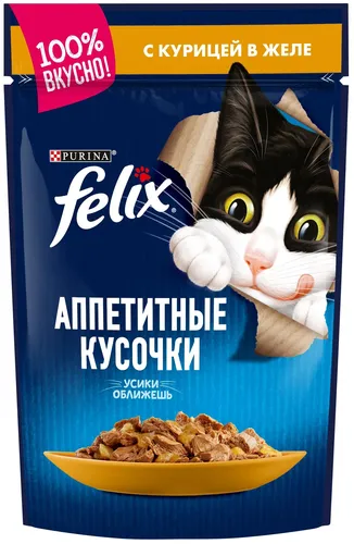 Влажный корм для кошек Felix Agail курица в желе, 10 шт, 85 гр