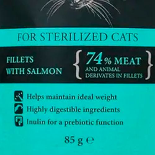 Влажный корм для стерилизованных кошек кошек Fitmin For Life cat pouch sterilized salmon с лососью, 85 гр, купить недорого