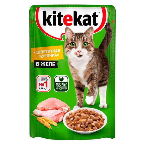 Влажный корм для кошек Kitekat Аппетитная курочка в желе, 85 гр