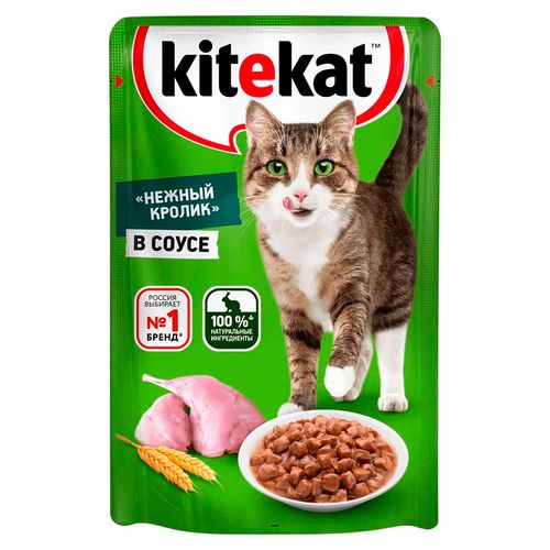 Влажный корм для кошек Kitekat Нежный кролик в соусе, 85 гр