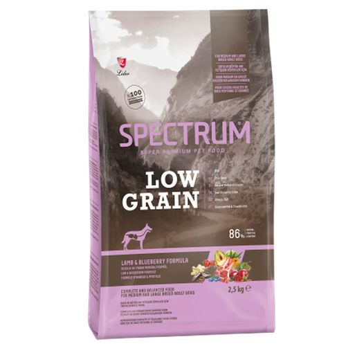 Сухой корм для собак Spectrum Low Grain ягненок с черникой, 2 кг