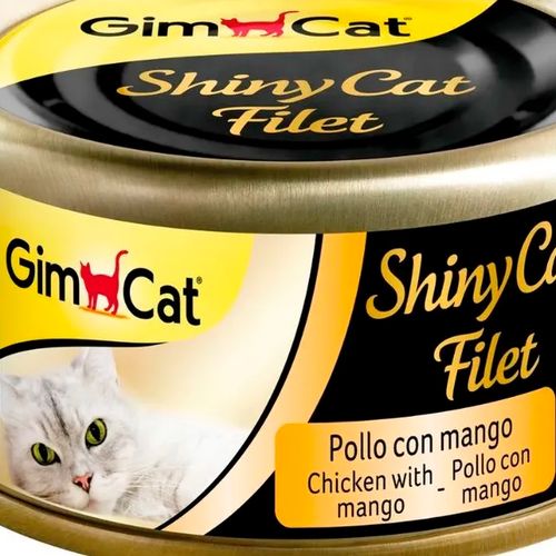 Законсервированный корм для кошек GimCat ShinyCat из курицы с манго в желе, 70 гр, купить недорого