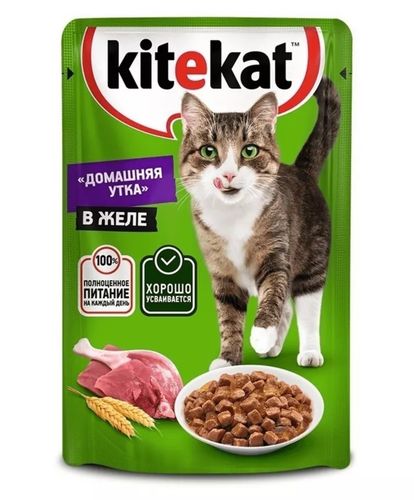 Влажный корм для кошек Kitekat Домашняя утка в желе, 85 гр