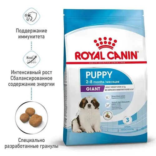 Сухой корм для щенков крупных пород Royal Canin Giant Puppy, 17 кг