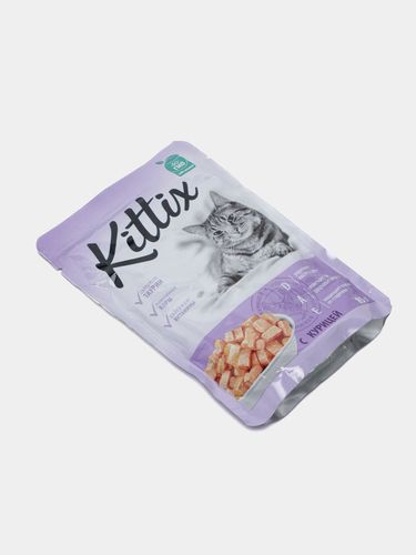 Влажный корм для взрослых кошек Kittix с курицей, 85 гр, в Узбекистане