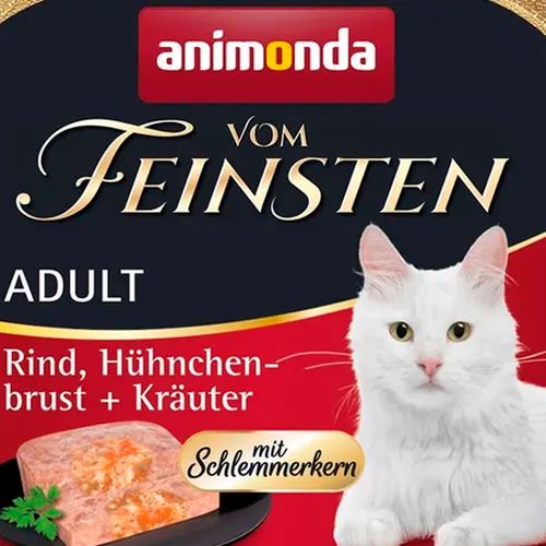 Влажный корм для кошек Animonda Vom Feinsten Cat с говядиной куриная грудка и зелень, 100 гр, купить недорого