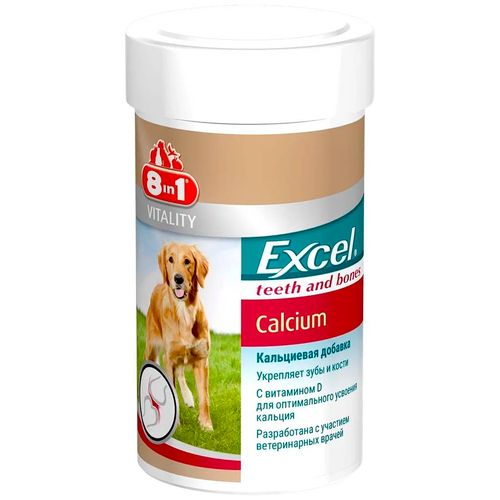 Витаминная кормовая добавка для собак 8 In 1 Excel Calcium Кальциевая, 1700 таблеток