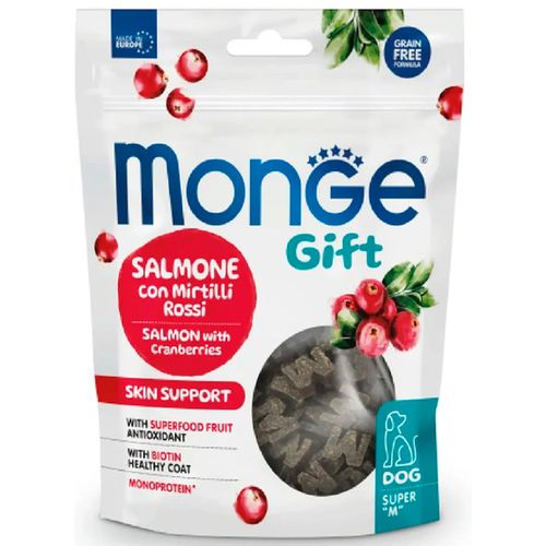 Лакомство для собак Monge Gift Skin Support свежим мясом лосося и клюквой, 60 гр