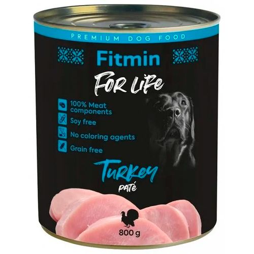 Консервированный корм для собак Fitmin For Life Dog Tin Turkey c индейкой, 800 гр