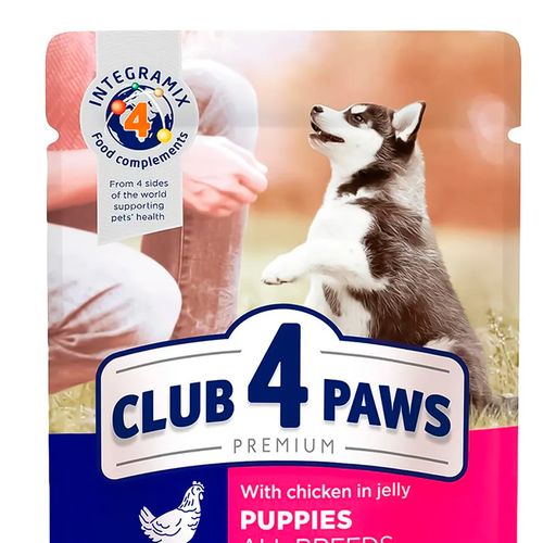 Влажный корм для щенков Club 4 Paws с курицей в желе, 80 гр, в Узбекистане