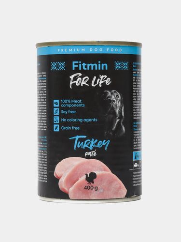 Консервированный корм для собак Fitmin For Life Dog Tin Turkey с индейкой, 400 гр