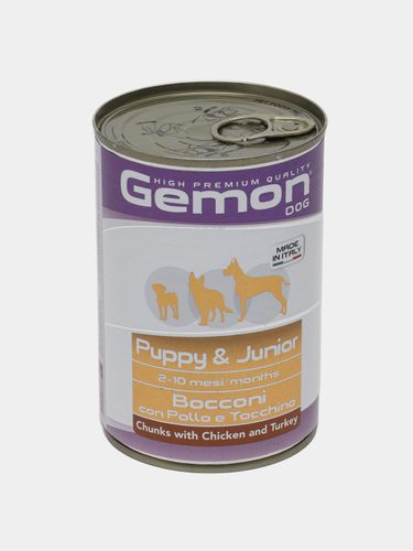 Консервированный корм для щенков Gemon Puppy & Junior курица и индейка, 415 гр, фото