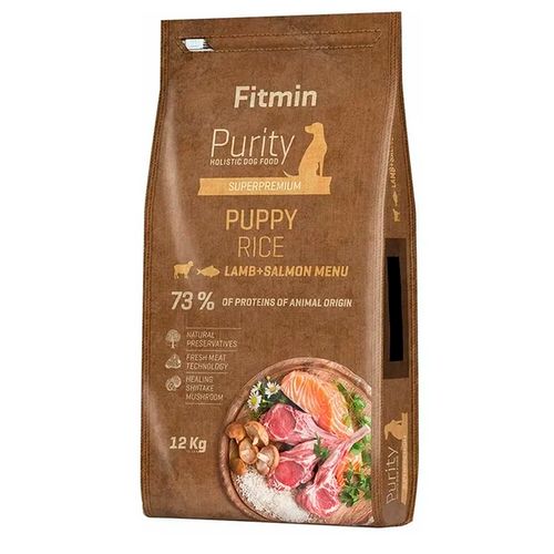 Сухой корм для щенков Fitmin dog Purity Rice Puppy Lamb & Salmon c ягненком, лососем и рисом, 12 кг