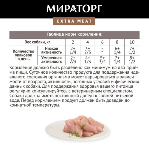 Влажный корм для собак малых пород Мираторг Extra Meat с куриной грудкой в соусе, 85 гр, фото