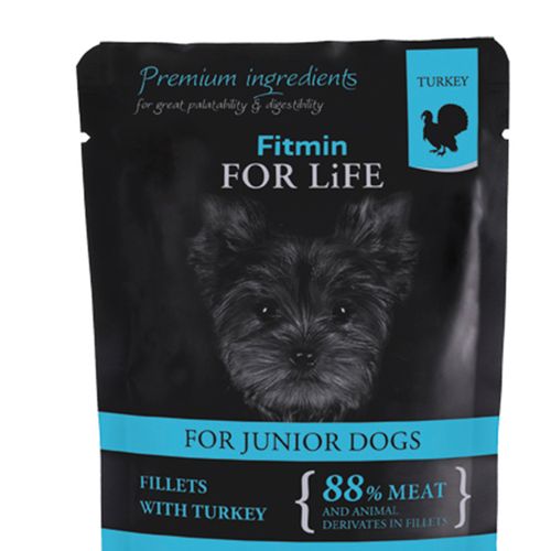 Влажный корм для щенков Fitmin For Life Dog Pouch Puppy Turkey In Gravy с индейкой в подливе, 85 гр