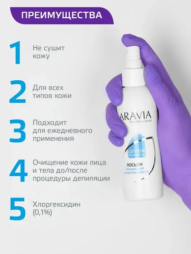 Лосьон-антисептик с хлоргексидином Aravia Professional  0,1%, 150 мл, купить недорого