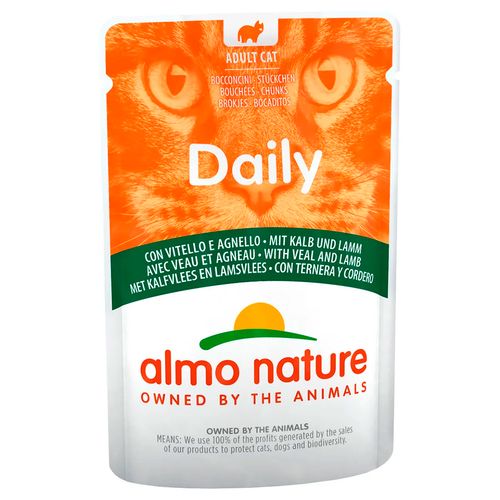 Влажный корм для кошек Almo Nature Daily Menu с телятиной и ягненком, 70 гр