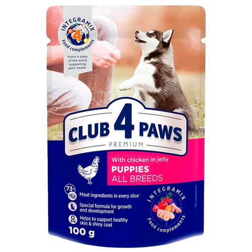 Влажный корм для щенков Club 4 Paws с курицей в желе, 80 гр