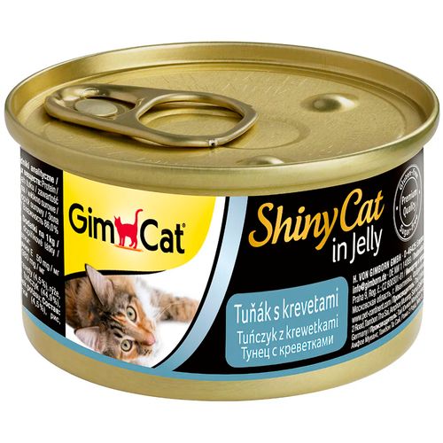 Консервы для кошек GimCat ShinyCat из тунца с креветками в желе, 70 гр