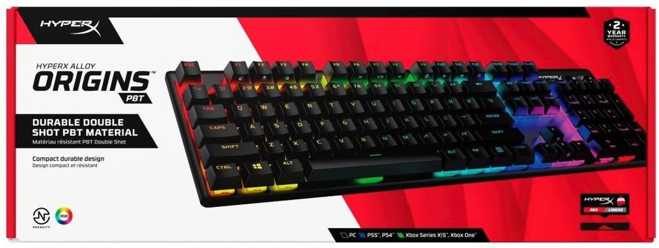 Игровая клавиатура HyperX Alloy Origins Red USB RGB PBT, Черный, sotib olish