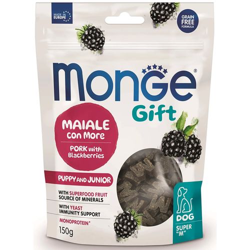 Лакомство для щенков Monge Gift Puppy Junior Growth Support свинина и ежевика, 150 гр