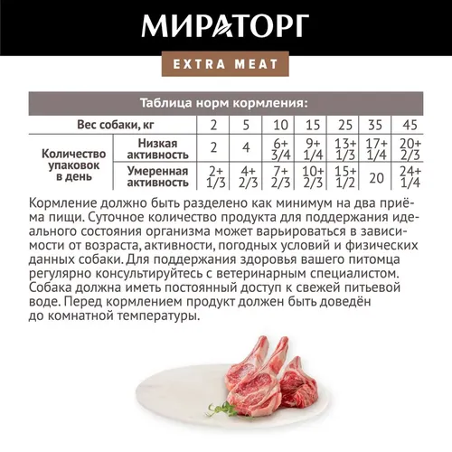 Влажный корм для собак Мираторг Extra Meat с ягнёнком в соусе, 85 гр, фото