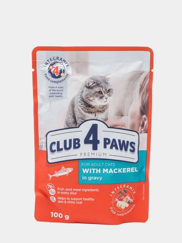 Влажный корм для кошек Club 4 Paws с индейкой в соусе, 80 гр, купить недорого