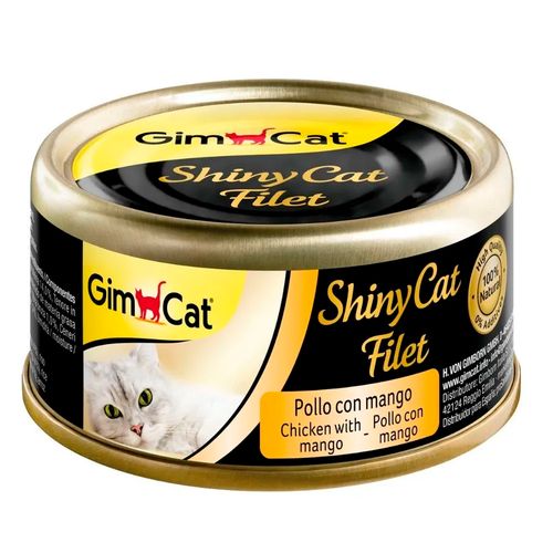 Законсервированный корм для кошек GimCat ShinyCat из курицы с манго в желе, 70 гр