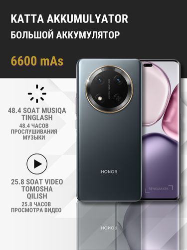 Honor X9c smartfoni, simsiz kolonkasi + Honor sovg‘a quti, Qora, 12/256 GB, фото