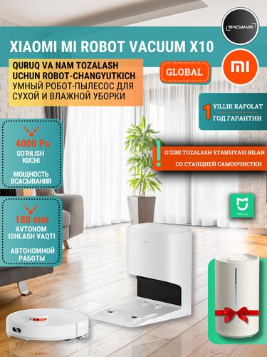 Aqlli changyutkich robot Xiaomi Mi Robot Vacuum X10, Oq